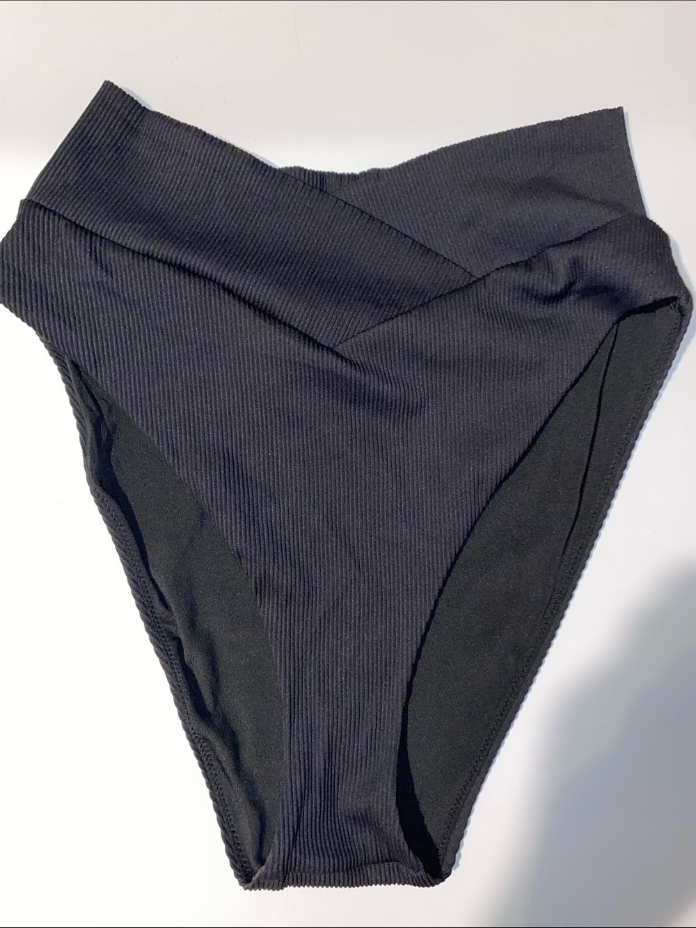 aerie Ribbed High-Waist Bikini Bottoms - Black size L